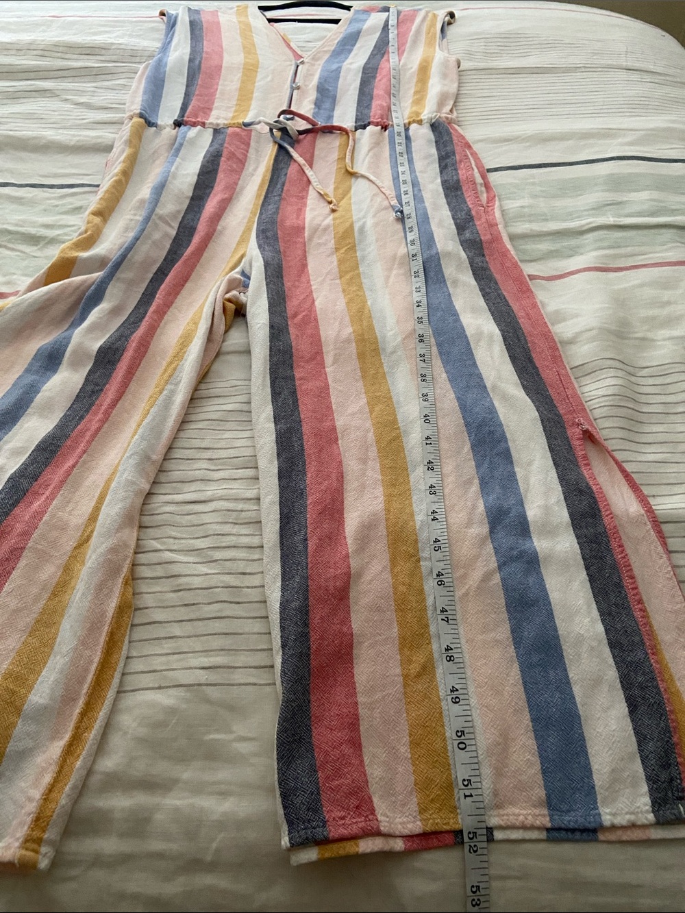 Cloth & Stone Linen Blend Wide Leg Jumpsuit Cropped Boho Coastal Size Small - Picture 15 of 16